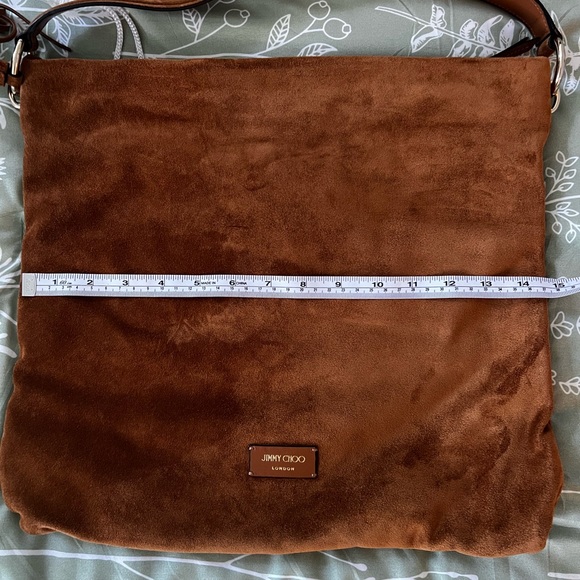 Jimmy Choo Soft Hobo Suede Handbag Wood - Picture 14 of 16